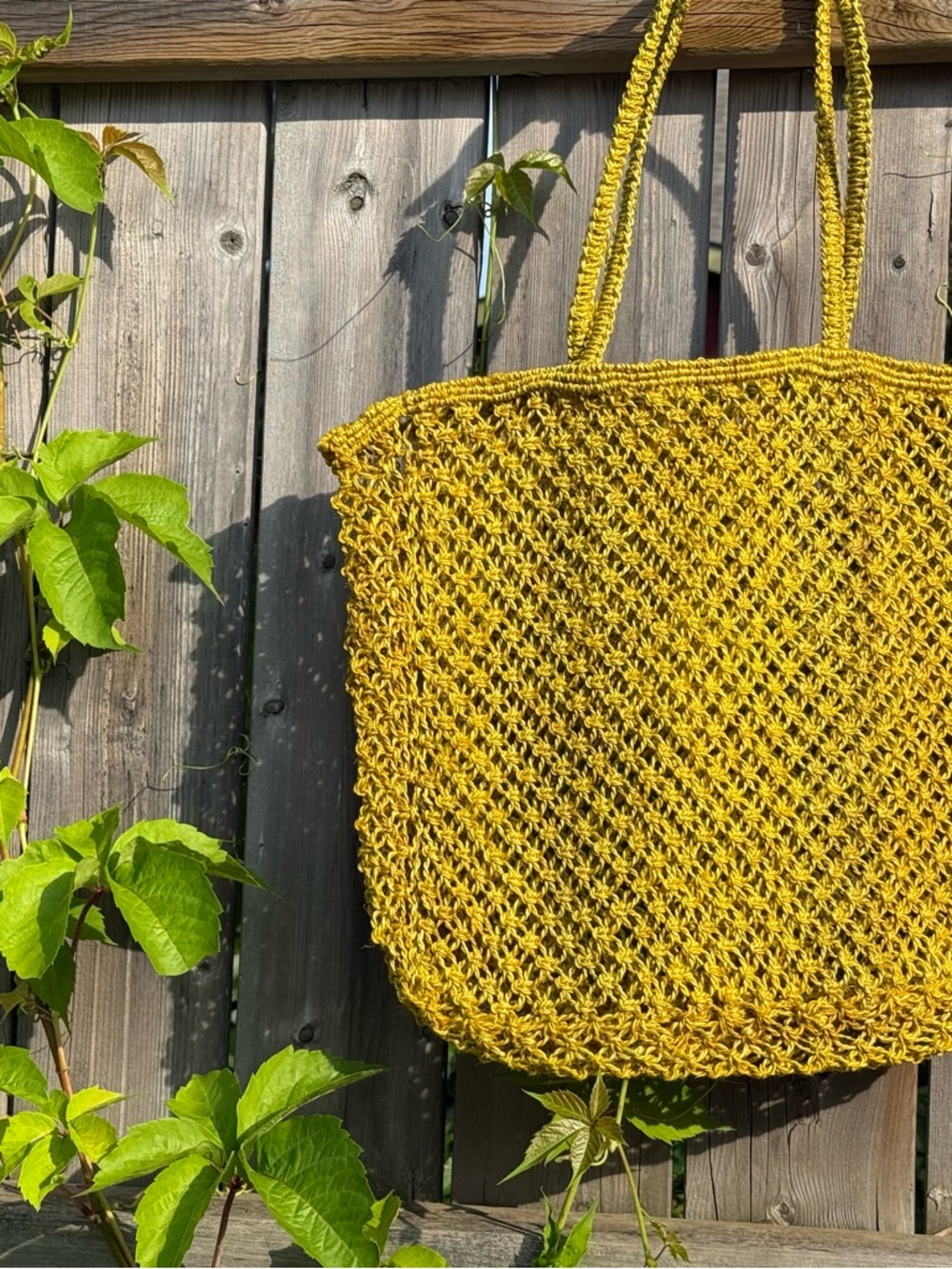 Handwoven Mustard Yellow Crochet Tote Bag - Women